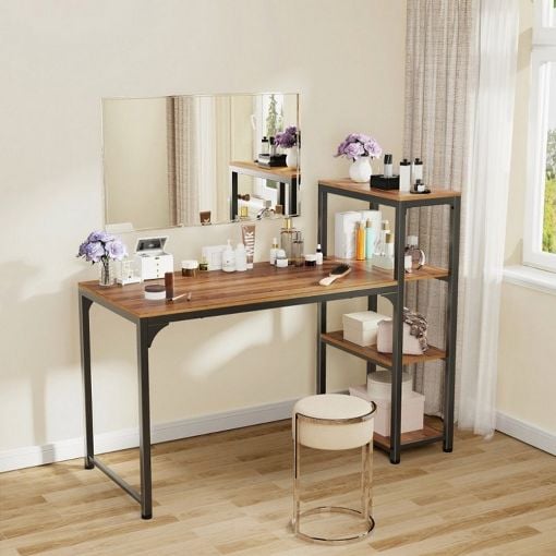 Εικόνα της Eureka Ergonomic Μεταλλικό Γραφείο 140 x 60 x 109.4 cm με Ράφια Αποθήκευσης ZX-SH140A-RW