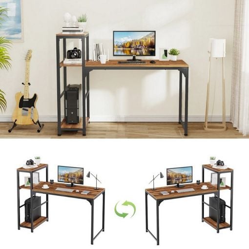 Εικόνα της Eureka Ergonomic Μεταλλικό Γραφείο 140 x 60 x 109.4 cm με Ράφια Αποθήκευσης ZX-SH140A-RW