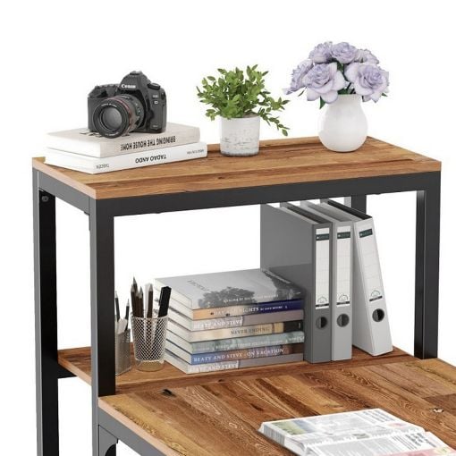 Εικόνα της Eureka Ergonomic Μεταλλικό Γραφείο 140 x 60 x 109.4 cm με Ράφια Αποθήκευσης ZX-SH140A-RW