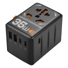 Εικόνα της Φορτιστής Tessan Universal Travel Adapter με 2x USB-A & 3x USB-C 35W Black TS-WTA02