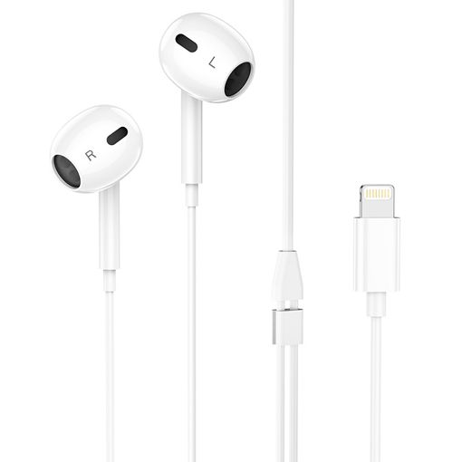 Εικόνα της Earphones Lamtech Lightning Wired with Mic White LAM111740