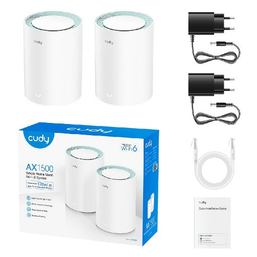 Εικόνα της Access Point Cudy M1500 Whole Home Mesh WiFi 6 System AX1500 Gigabit Ethernet (2-Pack)