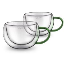 Εικόνα της Σετ Φλιτζάνια Cappuccino Lamart Vaso Γυάλινα 270ml Διαφανή/Πράσινα 2 τμχ LT9112