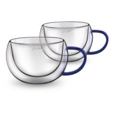 Εικόνα της Σετ Φλιτζάνια Cappuccino Lamart Vaso Γυάλινα 270ml 2 τμχ Διαφανή/Μπλε LT9113