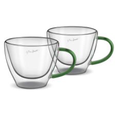 Εικόνα της Σετ Φλιτζάνια Cappuccino Lamart Vaso Γυάλινα 190ml 2 τμχ Διαφανή/Πράσινα LT9115