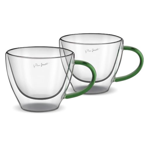 Εικόνα της Σετ Φλιτζάνια Cappuccino Lamart Vaso Γυάλινα 190ml 2 τμχ Διαφανή/Πράσινα LT9115