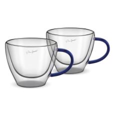 Εικόνα της Σετ Φλιτζάνια Cappuccino Lamart Vaso Γυάλινα 190ml 2 τμχ Διαφανή/Μπλε LT9116
