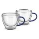Εικόνα της Σετ Φλιτζάνια Cappuccino Lamart Vaso Γυάλινα 190ml 2 τμχ Διαφανή/Μπλε LT9116