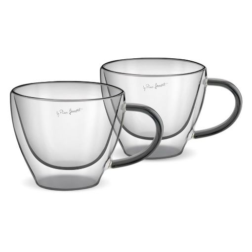 Εικόνα της Σετ Φλιτζάνια Cappuccino Lamart Vaso Γυάλινα 190ml 2 τμχ Διαφανή/Μαύρα LT9117