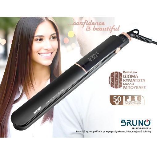 Εικόνα της Ισιωτικό Μαλλιών Bruno Excellent Styling με Κεραμικές Πλάκες 50W Μαύρο BRN-0219