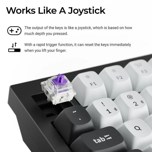 Εικόνα της Πληκτρολόγιο Keychron Q6 HE QMK Full Wireless RGB Hot-Swappable Magnetic Nebula Switches (US) Carbon Black Q6H-M1