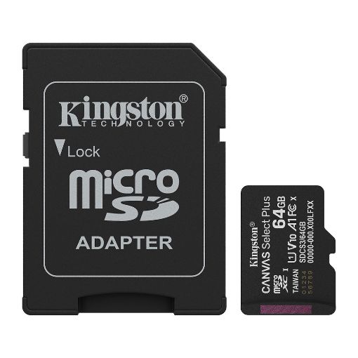 Εικόνα της Κάρτα Μνήμης MicroSDXC Kingston Canvas Select Plus 64GB + SD Adapter SDCS3/64GB
