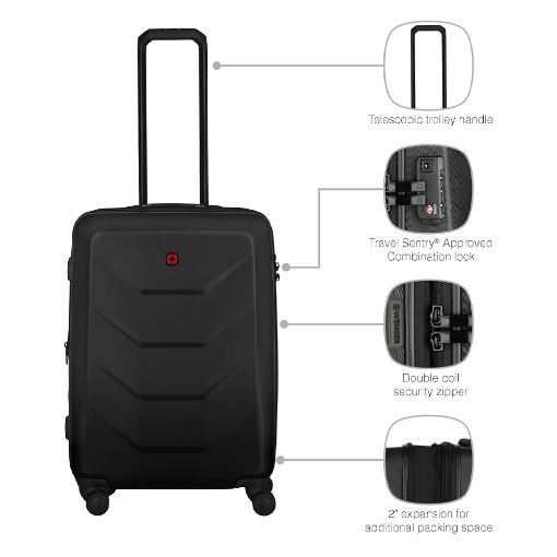 Εικόνα της Βαλίτσα Wenger Prymo Medium Hardside 65x45x26cm 59lt Black 612537