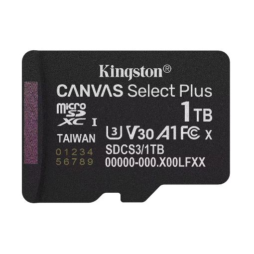 Εικόνα της Κάρτα Μνήμης MicroSDXC Kingston Canvas Select Plus 1TB Class 10 UHS-I U3 + SD Adapter SDCS3/1TB