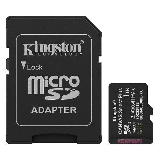 Εικόνα της Κάρτα Μνήμης MicroSDXC Kingston Canvas Select Plus 1TB Class 10 UHS-I U3 + SD Adapter SDCS3/1TB
