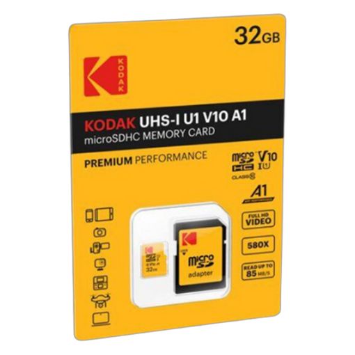 Εικόνα της Κάρτα Μνήμης microSDHC Kodak Class 10 32GB UHS-I U1 V10 + SD Adapter EKMSDM32GHC10K