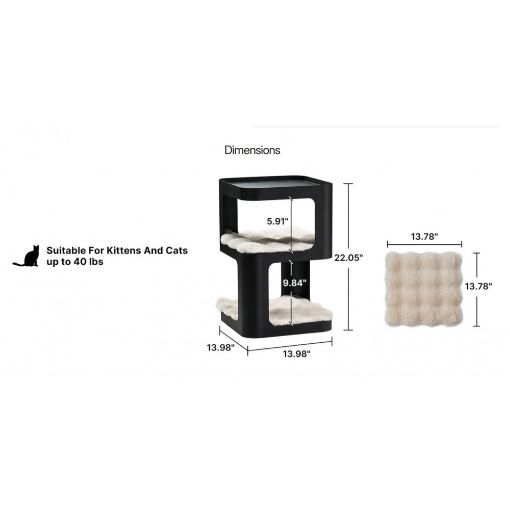 Εικόνα της Κρεβάτι Γάτας Eureka Ergonomic 3 Επιπέδων 35.5x35.5x56cm Μαύρο ERK-P-CET03-B