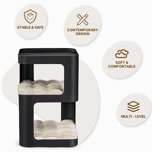 Εικόνα της Κρεβάτι Γάτας Eureka Ergonomic 3 Επιπέδων 35.5x35.5x56cm Μαύρο ERK-P-CET03-B