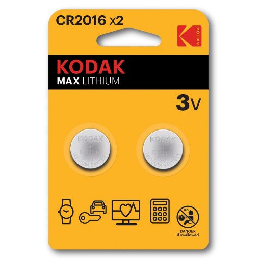 Εικόνα της Μπαταρίες Λιθίου Kodak CR2016 3V 2τμχ D-04-210-13
