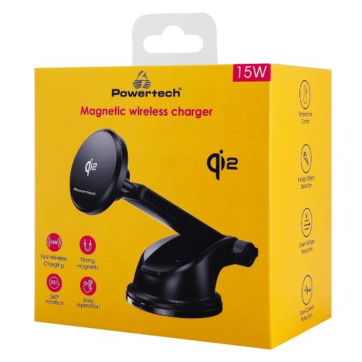 Εικόνα της Powertech Car Mount Magnetic Wireless Charging Qi2 15W Black PT-1492