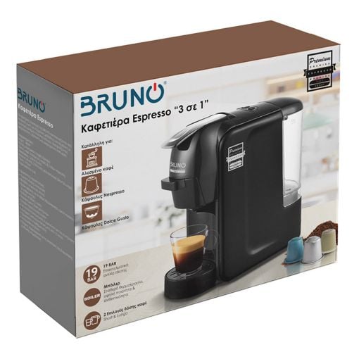 Εικόνα της Καφετιέρα Εspresso Bruno 1450W 19Βar Mαύρη BRN-0124