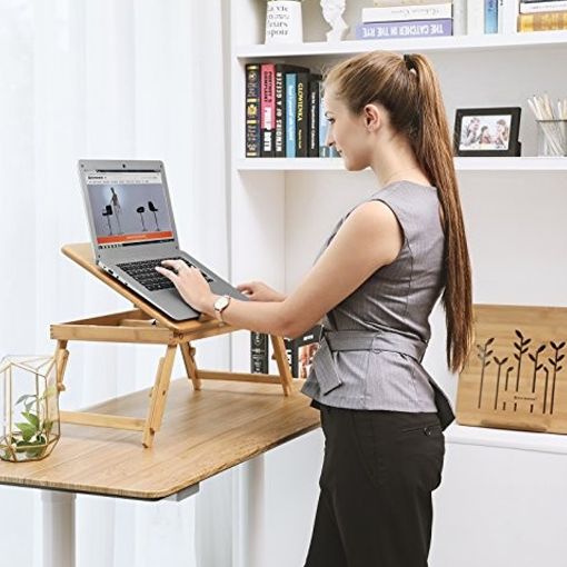 Εικόνα της Songmics Πτυσσόμενο Τραπέζι με Βάση για Laptop Ξύλινο 55 x (21-29) x 35 cm LLD002