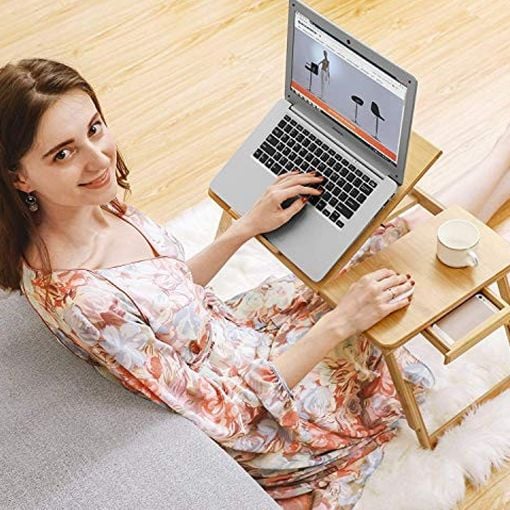 Εικόνα της Songmics Πτυσσόμενο Τραπέζι με Βάση για Laptop Ξύλινο 55 x (21-29) x 35 cm LLD002