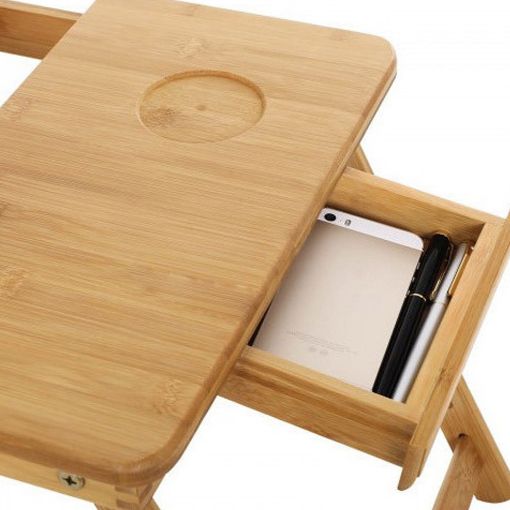 Εικόνα της Songmics Πτυσσόμενο Τραπέζι με Βάση για Laptop Ξύλινο 55 x (21-29) x 35 cm LLD002