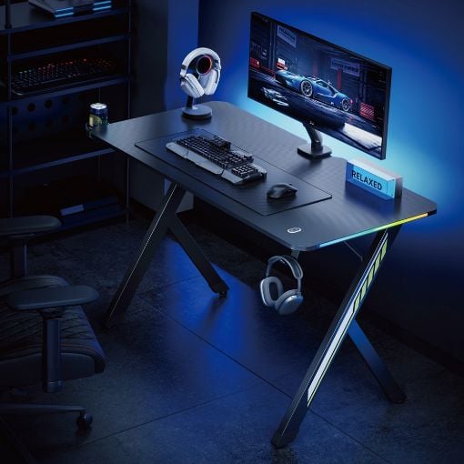 Εικόνα της Gaming Desk Powertech RGB 120x60x75cm Black PT-1498