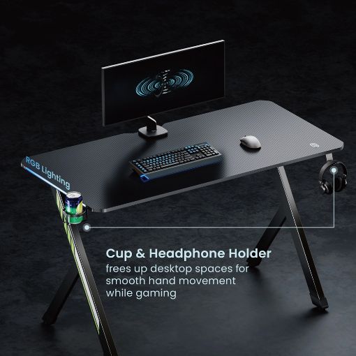 Εικόνα της Gaming Desk Powertech RGB 120x60x75cm Black PT-1498