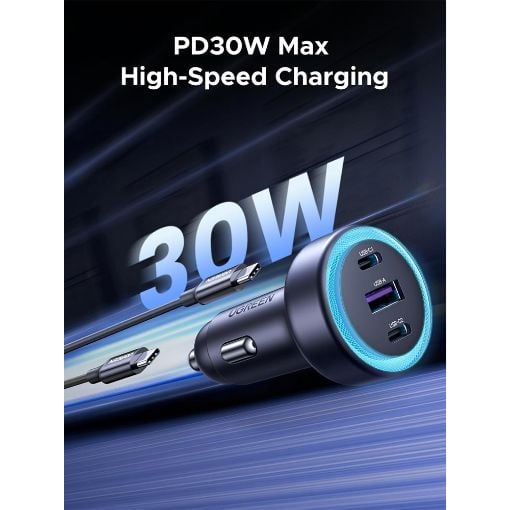 Εικόνα της Φορτιστής Αυτοκινήτου Ugreen EC307 Dual USB-C & USB-A 30W Gray 45843