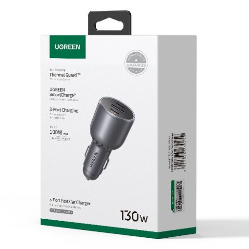 Εικόνα της Φορτιστής Αυτοκινήτου Ugreen EC705 Dual USB-C & USB-A 130W Gray με καλώδιο USB-C 100W 55511
