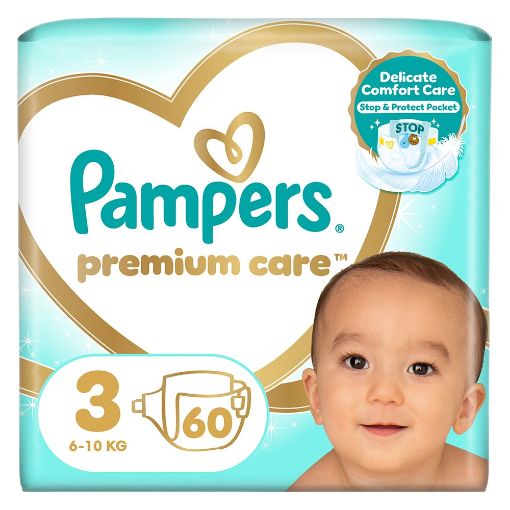 Εικόνα της Πάνες με Αυτοκόλλητο Pampers Premium Care No.3 (6-10Kg) Jumbo Pack 60τμχ