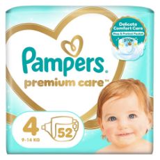 Εικόνα της Πάνες με Αυτοκόλλητο Pampers Premium Care No.4 (9-14Kg) Jumbo Pack 52τμχ