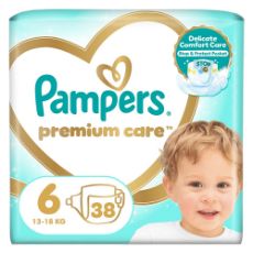 Εικόνα της Πάνες με Αυτοκόλλητο Pampers Premium Care No.6 (13-18Kg) Jumbo Pack 38τμχ