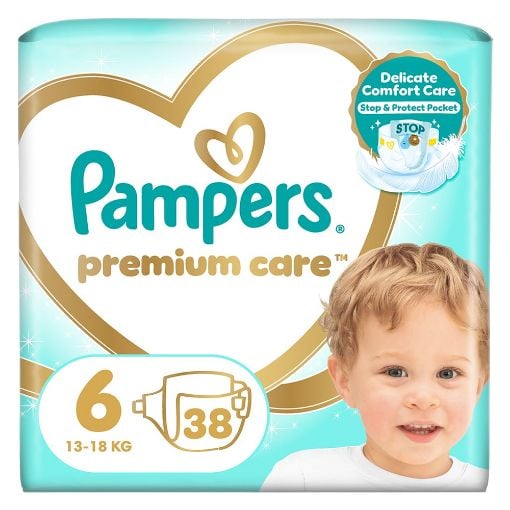 Εικόνα της Πάνες με Αυτοκόλλητο Pampers Premium Care No.6 (13-18Kg) Jumbo Pack 38τμχ
