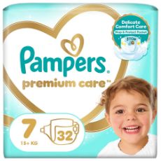 Εικόνα της Πάνες με Αυτοκόλλητο Pampers Premium Care No.7 (15kg+) Jumbo Pack 32τμχ