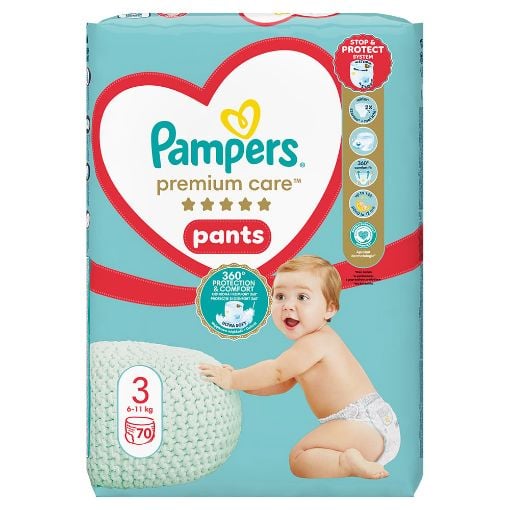 Εικόνα της Πάνες Βρακάκι Pampers Premium Care Pants No.3 (6-11Kg) Jumbo+ Pack 70τμχ