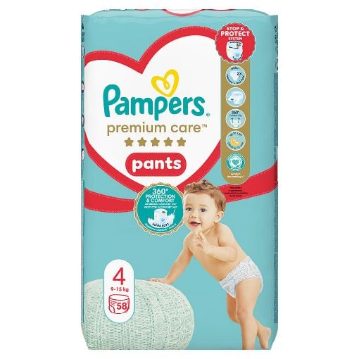 Εικόνα της Πάνες Βρακάκι Pampers Premium Care Pants No.4 (9-15Kg) Jumbo+ Pack 58τμχ
