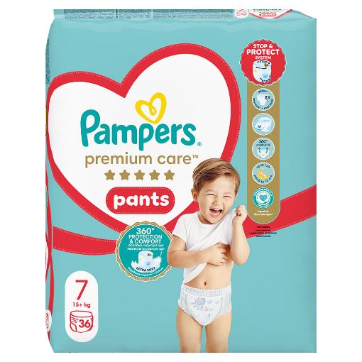 Εικόνα της Πάνες Βρακάκι Pampers Premium Care Pants No.7 (15kg+) Jumbo+ Pack 36τμχ