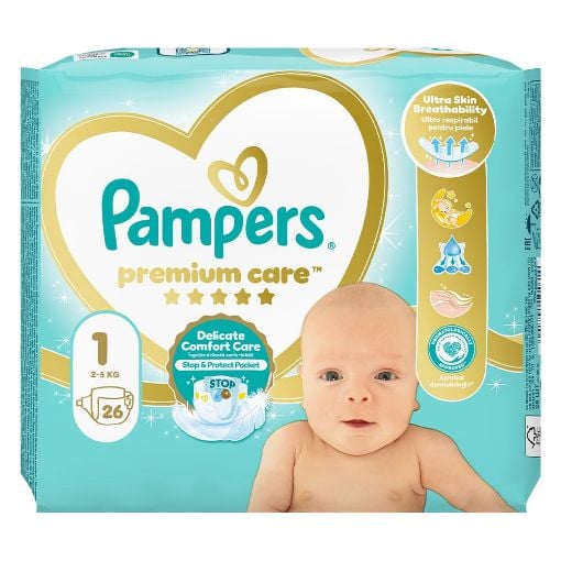 Εικόνα της Πάνες με Αυτοκόλλητο Pampers Premium Care No.1 (2-5Kg) Carry Pack 26τμχ