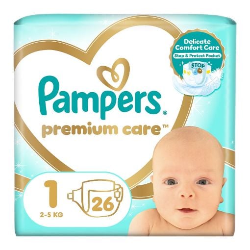 Εικόνα της Πάνες με Αυτοκόλλητο Pampers Premium Care No.1 (2-5Kg) Carry Pack 26τμχ