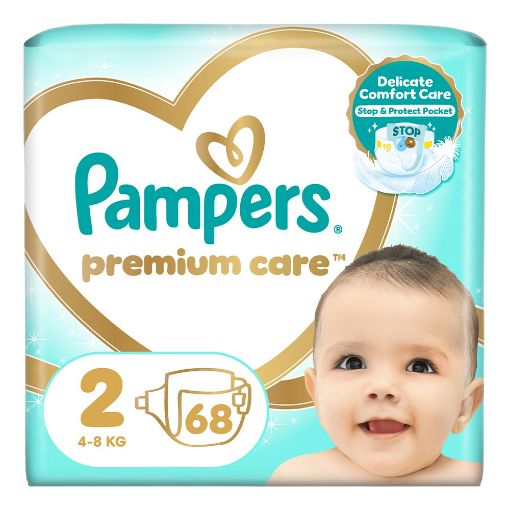 Εικόνα της Πάνες με Αυτοκόλλητο Pampers Premium Care No.2 (4-8Kg) Jumbo Pack 68τμχ