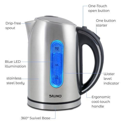 Εικόνα της Βραστήρας Bruno 1.7lt 2200W Silver BRN-0028