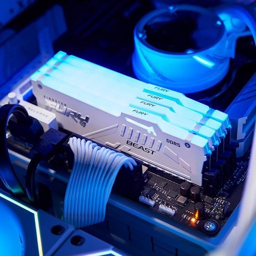Εικόνα της Ram Kingston Fury Beast 64GB (2x32GB) DDR5-5600MHz CL40 RGB White KF556C40BWAK2-64