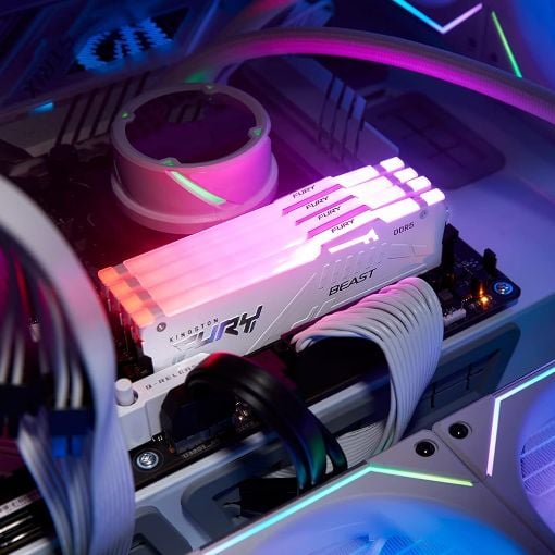 Εικόνα της Ram Kingston Fury Beast 64GB (2x32GB) DDR5-5600MHz CL40 RGB White KF556C40BWAK2-64