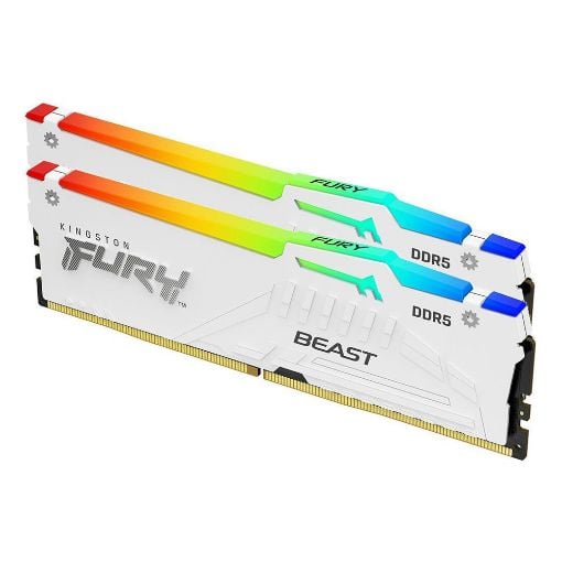 Εικόνα της Ram Kingston Fury Beast 64GB (2x32GB) DDR5-5600MHz CL40 RGB White KF556C40BWAK2-64