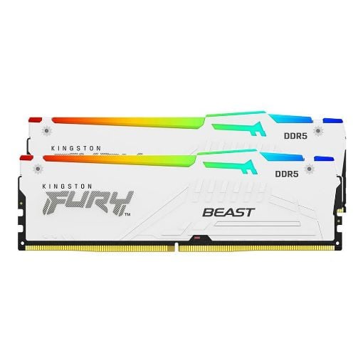 Εικόνα της Ram Kingston Fury Beast 64GB (2x32GB) DDR5-5600MHz CL40 RGB White KF556C40BWAK2-64