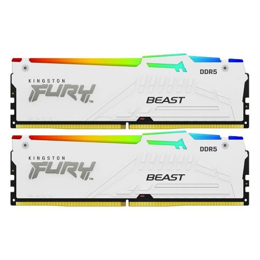 Εικόνα της Ram Kingston Fury Beast 64GB (2x32GB) DDR5-5600MHz CL36 RGB White KF556C36BWEAK2-64