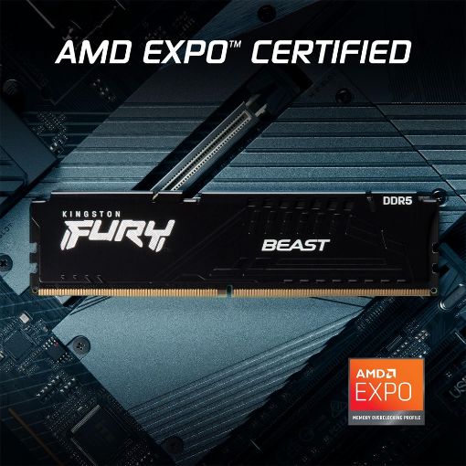 Εικόνα της Ram Kingston Fury Beast 64GB (2x32GB) DDR5-6000MHz CL30 Black KF560C30BBEK2-64